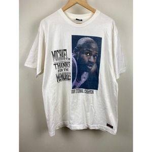 Micheal Jordan Thanks for the Memories Vintage Bulls Rap Tee Career Stats - XL